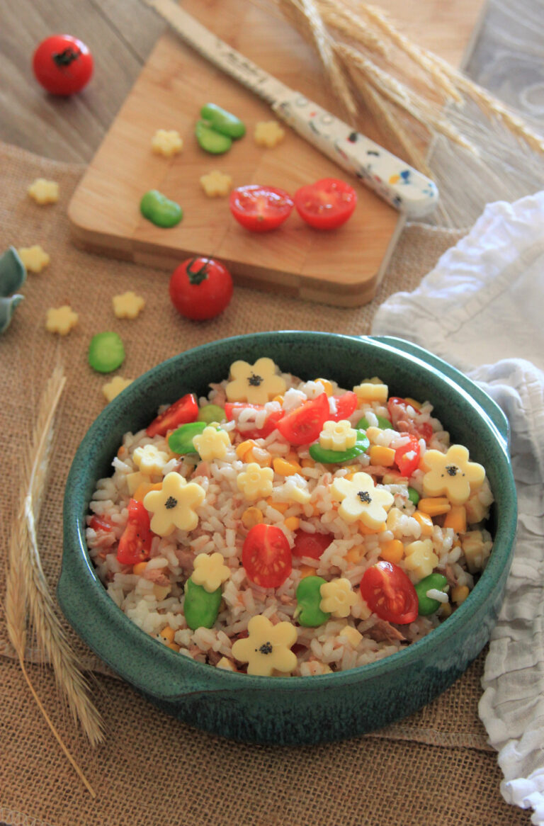 Salade de riz thon -tomates cerises – fèves et Appenzeller
