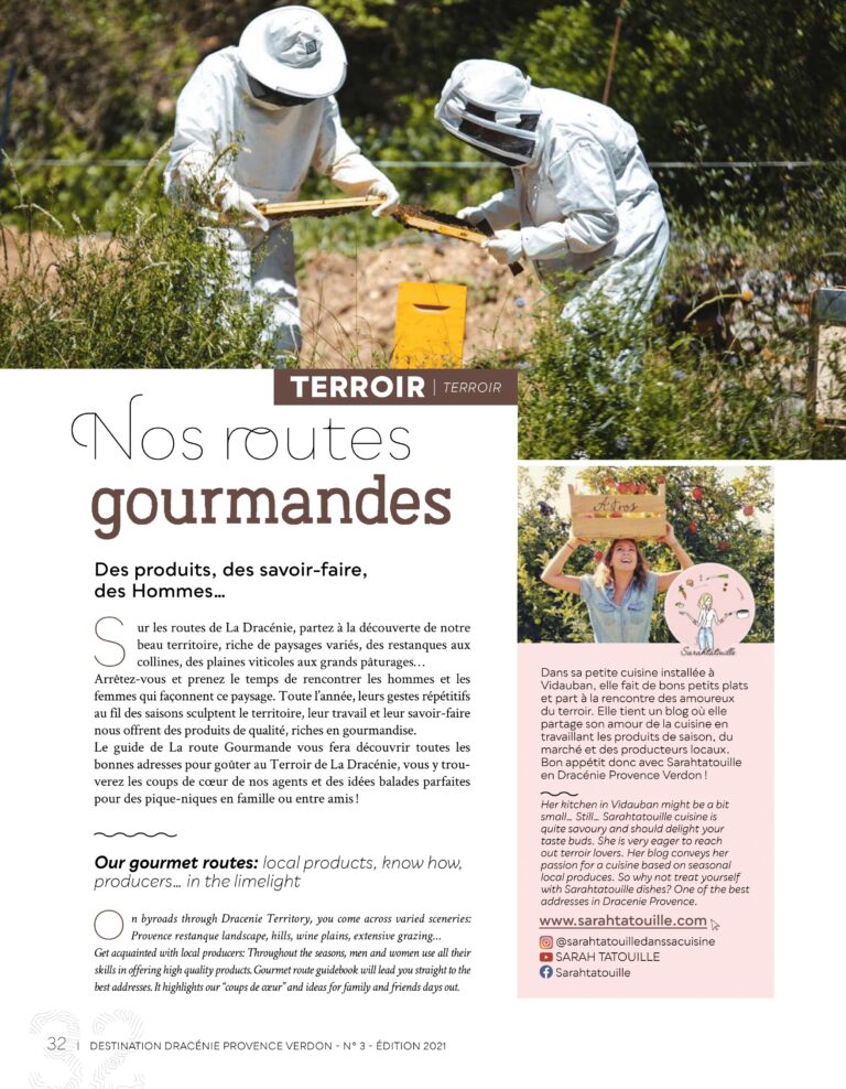 Mes articles dans le magazine Dracénie tourisme 2021